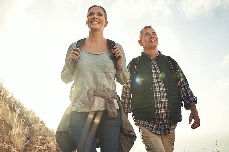 mature couple hiking